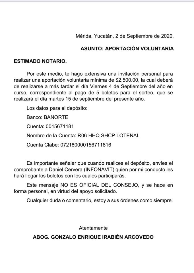 Notarios públicos de Yucatán denuncian que pretenden que «colaboren» con los billetes de la rifa del avión presidencial