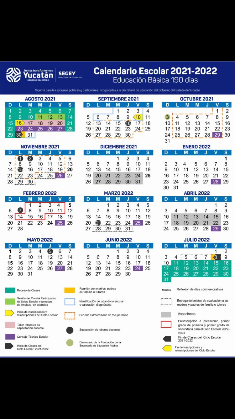 Dan a conocer calendario de clases del ciclo 2021-2022 en Yucatán