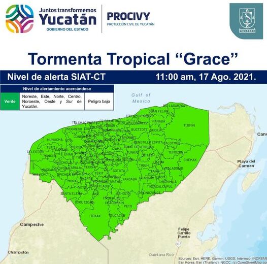 Grace tocaría tierra como huracán categoría uno el jueves en Tulum