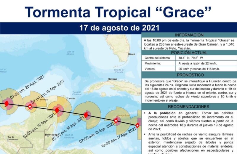 «Grace» continúa en dirección a la Península de Yucatán