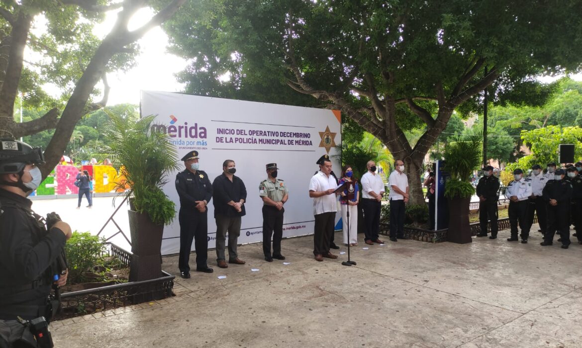 Operativo de Seguridad en Centro Histórico de Mérida