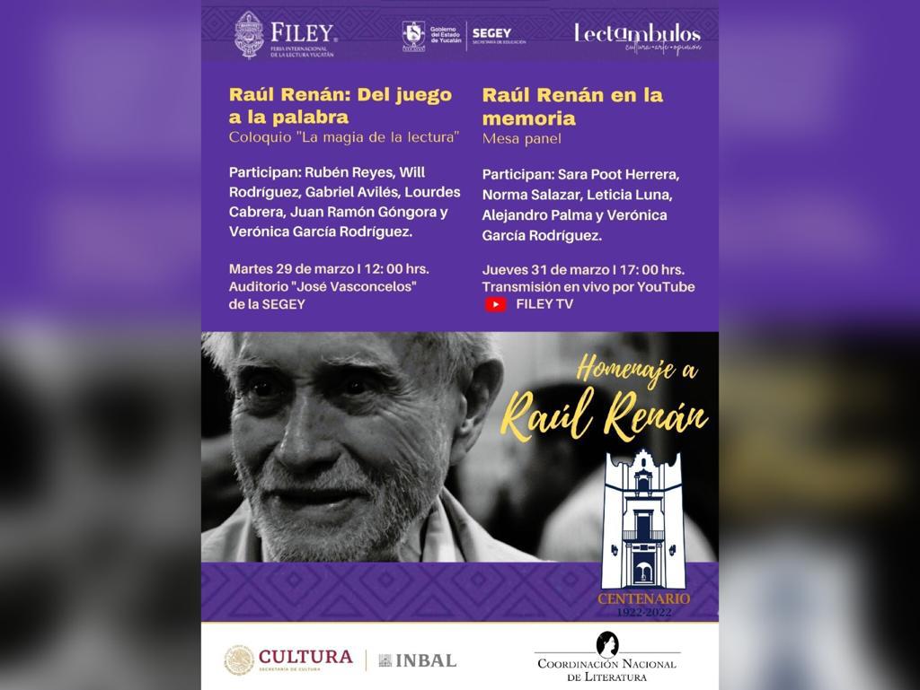 Lectámbulos rendirá homenaje al poeta Raúl Renán en la FILEY