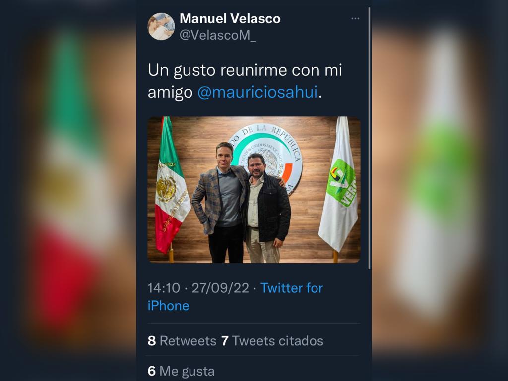 Mauricio Sahuí se reúne con el senador Velasco, del PVEM, y levanta celos políticos rumbo al 2024
