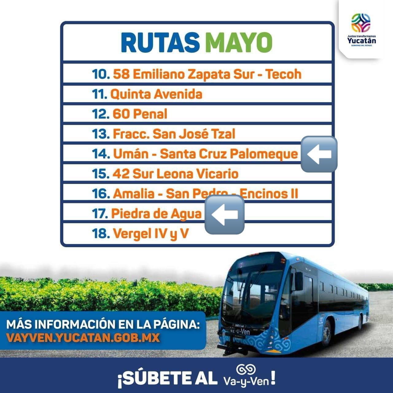 Nuevas rutas del transporte público de Umán: Piedra de Agua y Santa Cruz Palomeque
