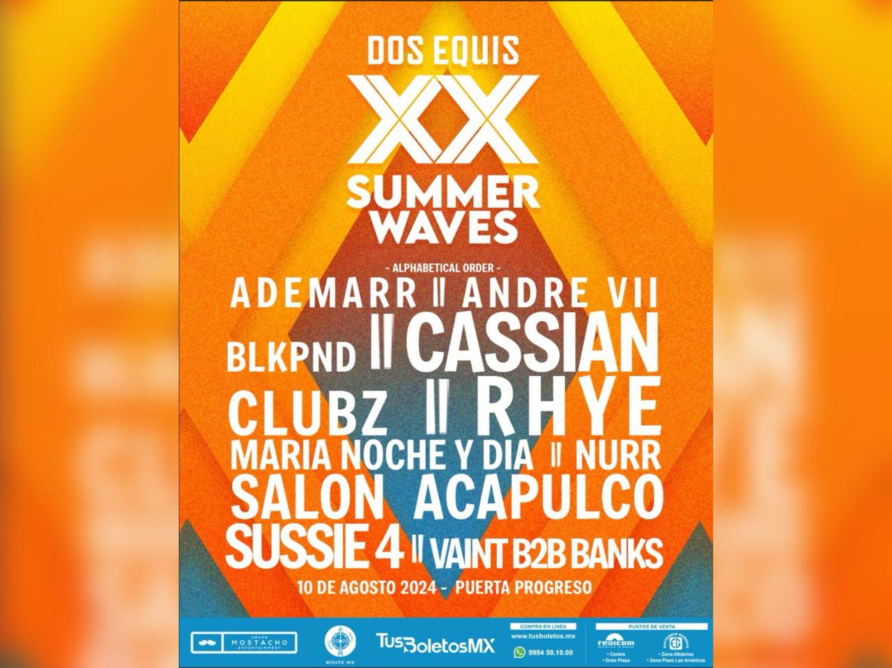 El festival Dos Equis Summer Waves vuelve a Progreso este 10 de agosto