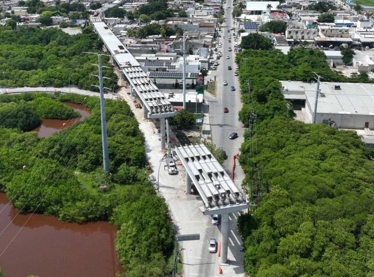 Viaducto elevado de Progreso, a buen ritmo su construcción